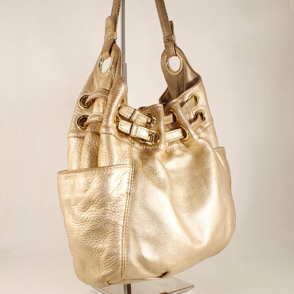 Michael Kors Gold Pebbled Leather Medium Hobo Bag - Authentic, Gently Used - Picture 9 of 13